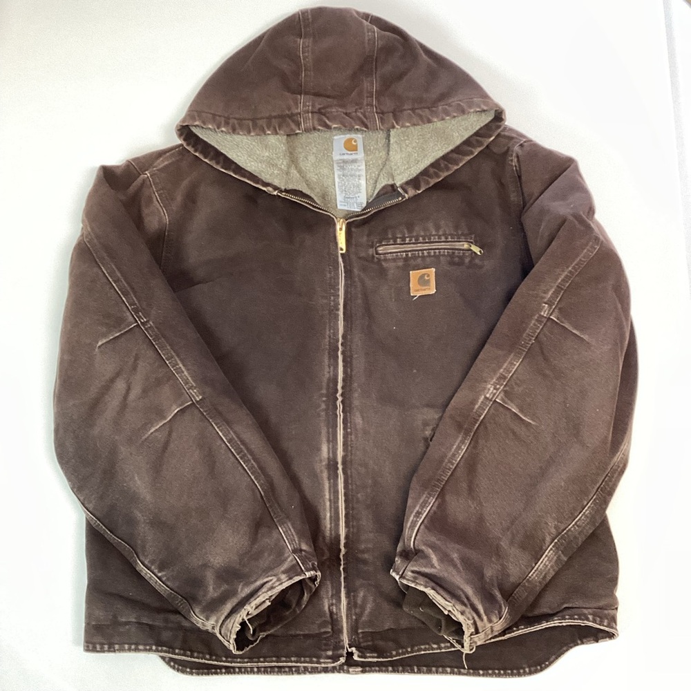 Carhartt Men’s Faded Hooded Jacket Size XL Brown